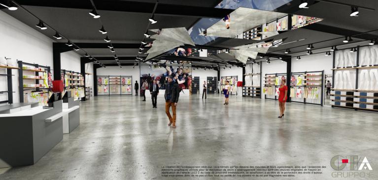 modélisation  3D d'un agencement de magasin